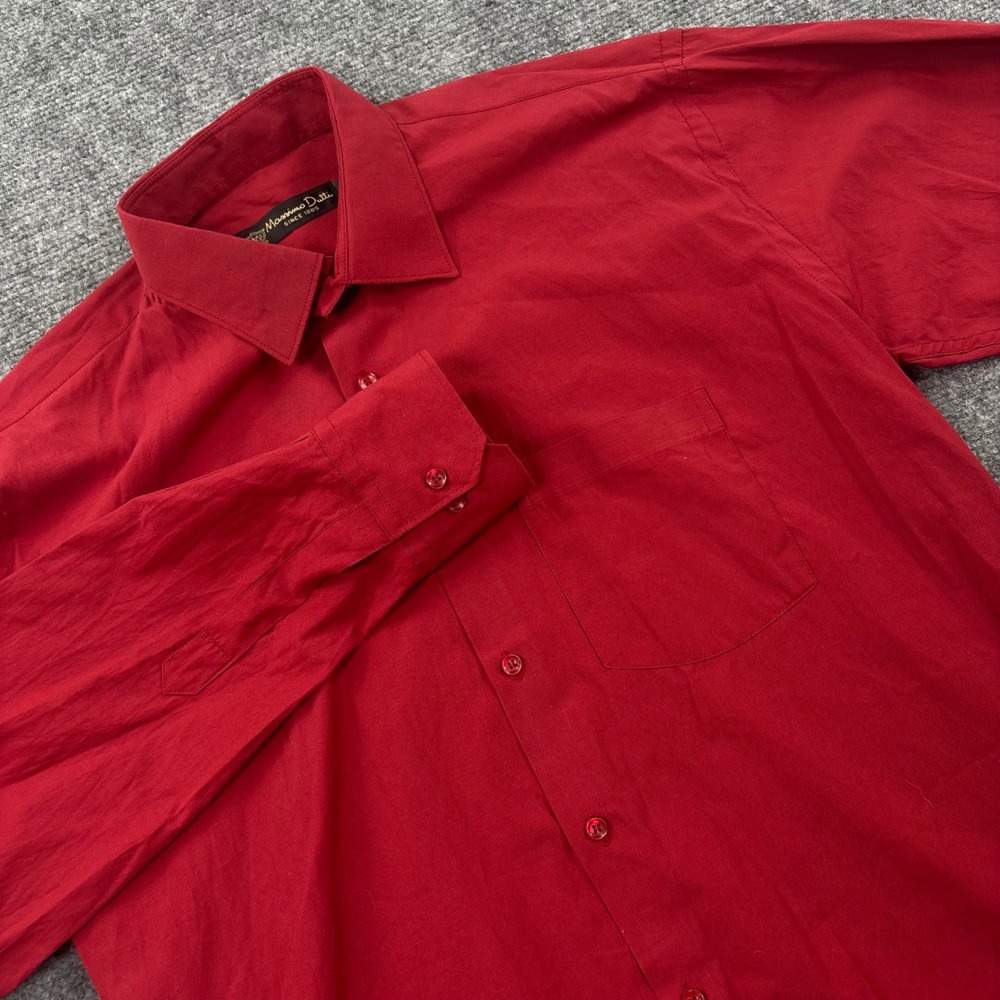 Massimo Dutti Button Down Shirt 16 Red Long Sleeve Pocket Men's